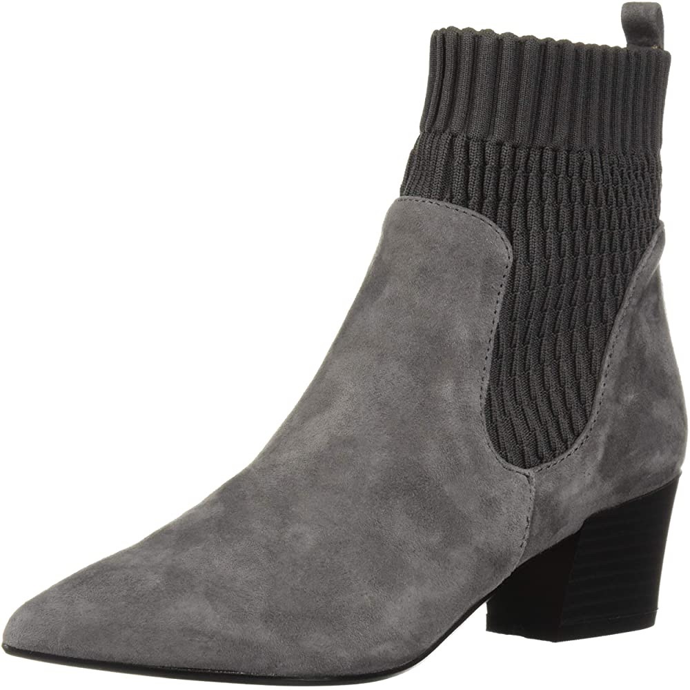 Kensie Lokia Pointed Toe Grey Suede Sock Ankle Boots